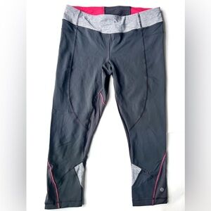 Lululemon 8 Gray/Pink Cropped 7/8
Leggings Skinny Running Workout 
Pants